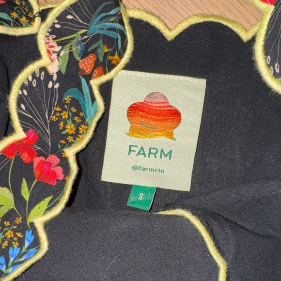 Farm Rio Black Delicate Forest Scarves Organic Cotton Maxi Dress Small - Picture 6 of 8